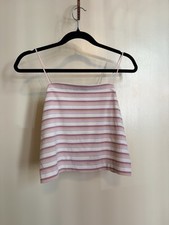American Eagle Pink White Striped Square Neck...