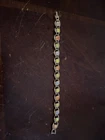 Vintage Costume Jewelry Bracelet Colorful Stones Linked with Gold Tone Chain