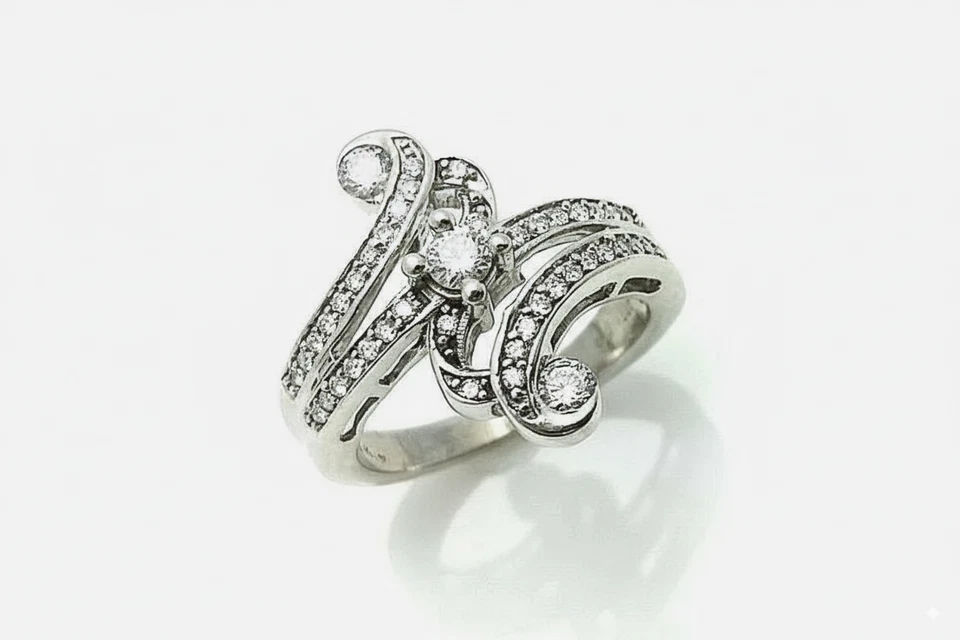 0.50 cttw. Natural Diamond Engagement Ring 14k Solid Gold Journey size 6 - Image 3 of 4