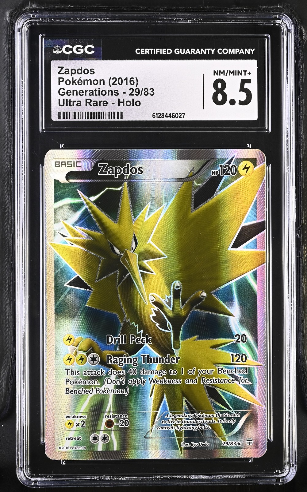 CGC 8.5 Zapdos 29/83 Holo Full Art Generations Pokémon Card