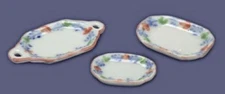 Dollhouse Miniature Porcelain Plate Set, Blue and Pink, by Falcon Miniatures