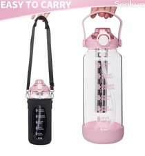 Seekua 2 litre Glass Water Bottle with Straw & Time Markings Bottle with Infuser