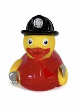 Firefighter Rubber Duck with Hose, Ax  Hat, 3.25  x3.75  x3  First Responder NWOT