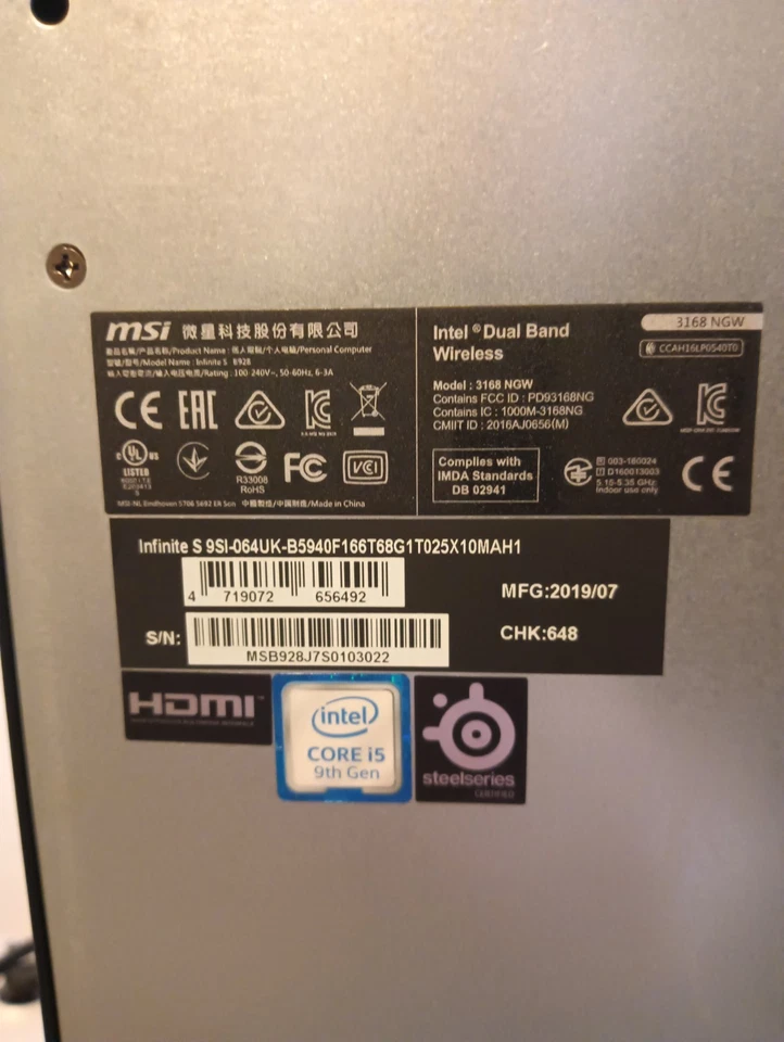 MSI INFINITE S 9th Generation  Intel i5 Gaming PC - Image 4 of 4