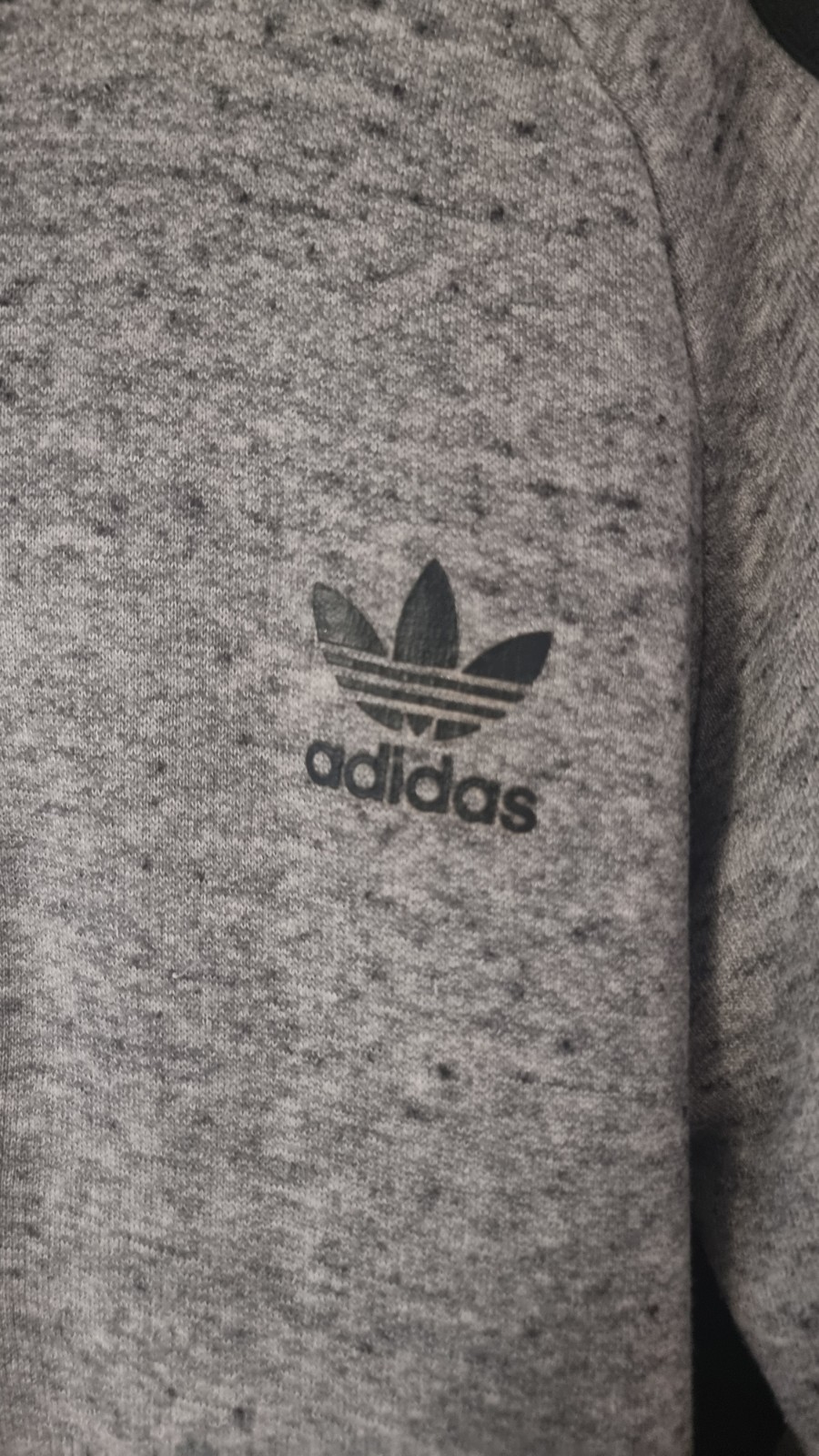 Adidas Originals Mens Grey Marl Zip Hoodie M Three Stripe Black Trefoil Full Zip image 4