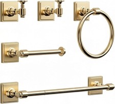Champagne Bronze Bathroom Accessories Set 5 Piece Bathroom Towel Holder Set