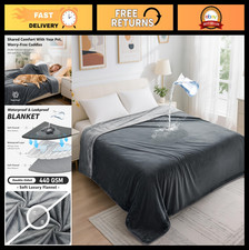 Waterproof Reversible Flannel Blanket 60"x80" - Soft Twin Bed Throw, Pet Couch