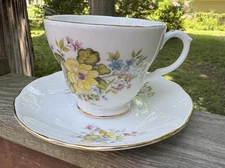 Duchess Bone China, England, “Rhona” 400, Fall Floral Tea Cup & Saucer Teacup