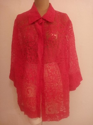 Vintage Ruby Rose Women Rayon Nylon Size 18w Red Blouse