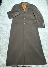 Vintage 1980  s Classic Overcoat Trench Men  s 40R Chocolate Brown Long Formal USA