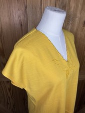 Vintage Kay Windsor Yellow Midi Dress Embroidered Shift Mod Lounge USA
