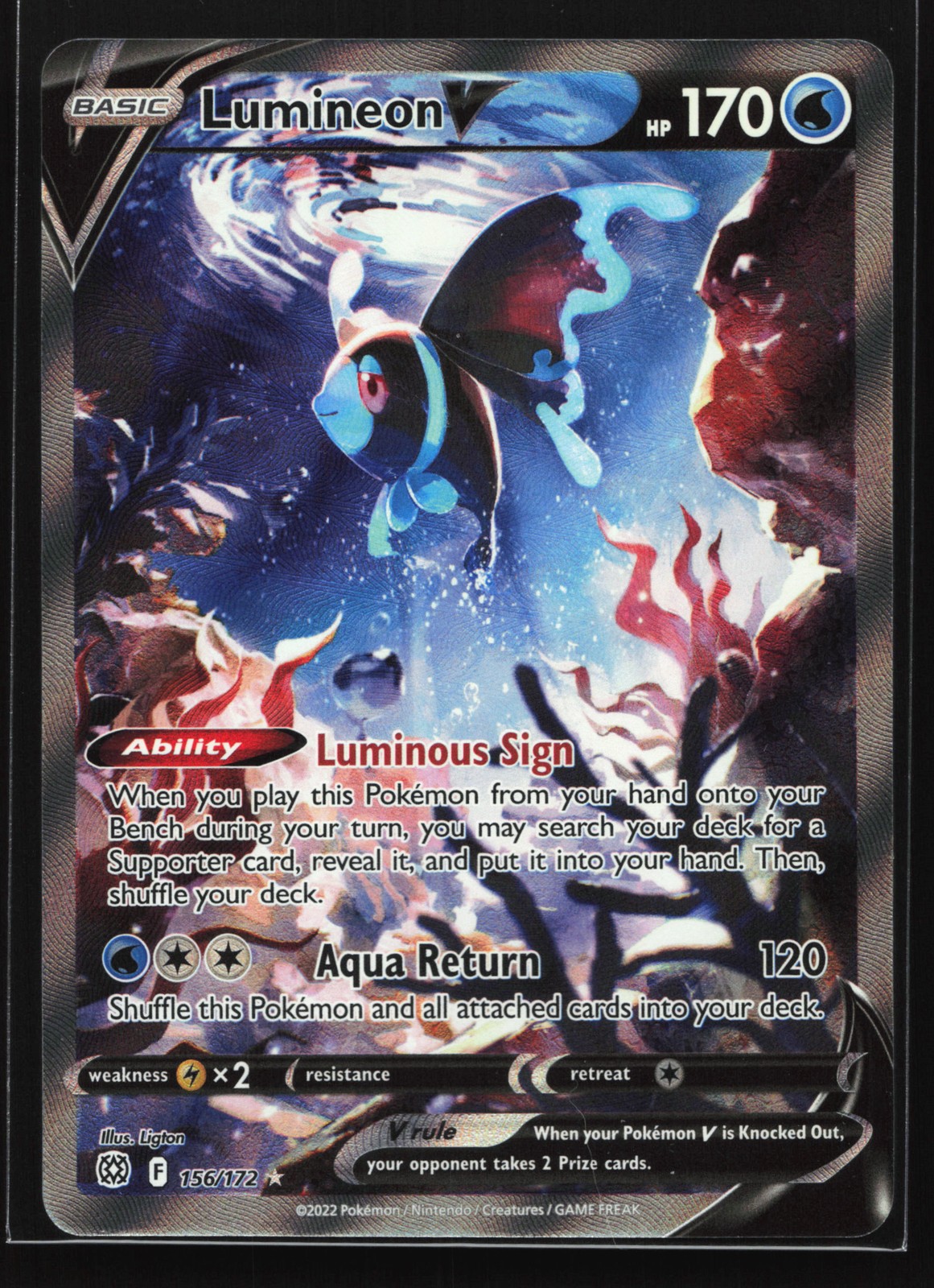 Lumineon V (Alt Art) 156/172 SWSH09: Brilliant Stars Ultra Rare Pokemon Card