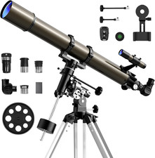 Telescope, 90Mm EQ Refractor Telescope for Adults Professionals, High Powered