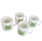 Vtg MCM Jeannette Glasbake Milk Glass Blueberry Mug Cup Set Of 4 Blueberries