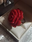 Vintage KJL Red Rose Ring, Size 8, Estate — photo 2
