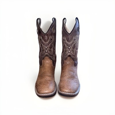 Cody James Boys Colton Western Boots Broad Square Toe Bronze Youth 12.0/D EUC