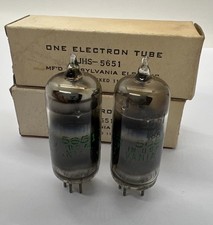  2 Vintage Sylvania JHS 5651 Tubes new old stock 11/1957   Tested 