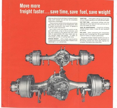 1964 Eaton Tandem Truck Axles Ad: F&B of Page on Light Cardstock - 3 Speed Model