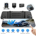 AZDOME 12" Mirror Dash Cam GPS WiFi6 4K+1080P Front & Rear Car Recorder 64G Card