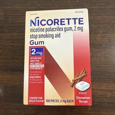 Nicorette Cinnamon Surge 2mg Coated Gum 100 Pieces Exp 08/2027 New Package