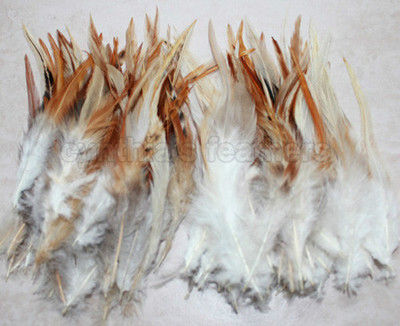 100+ 5-7'' Natural Red mix Coque saddle Feathers, A+++ Cynthia's Feathers, NEW!