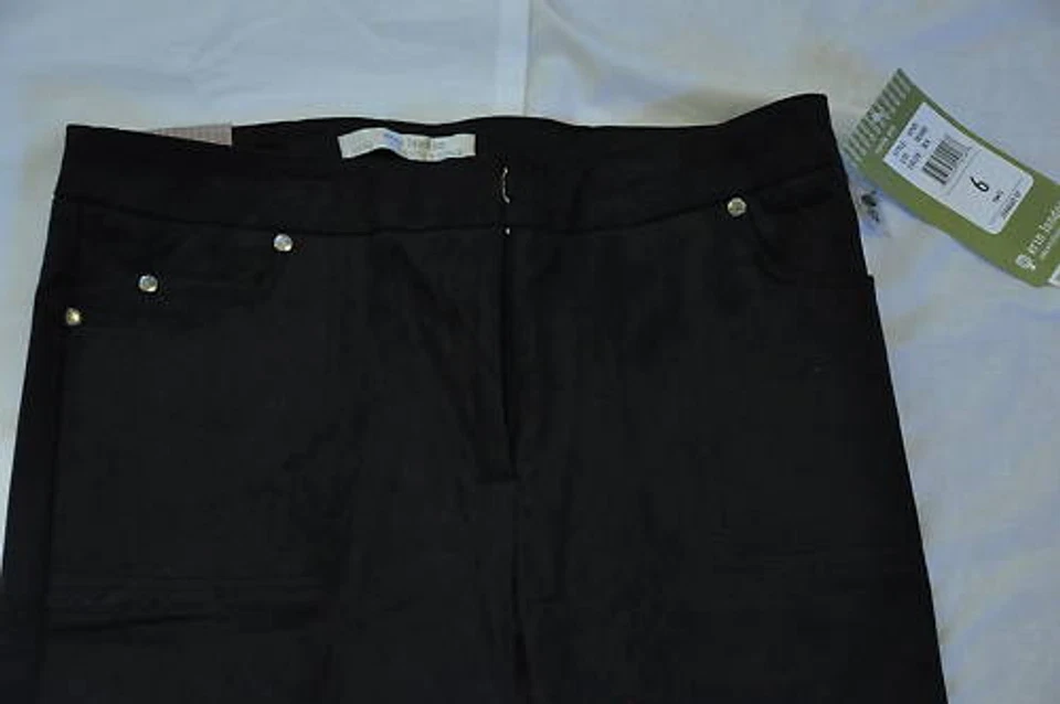女式 Erin London 尺寸 6 黑色弹力裤聚酯纤维混合时尚舒适 — 第 2/3 张图片