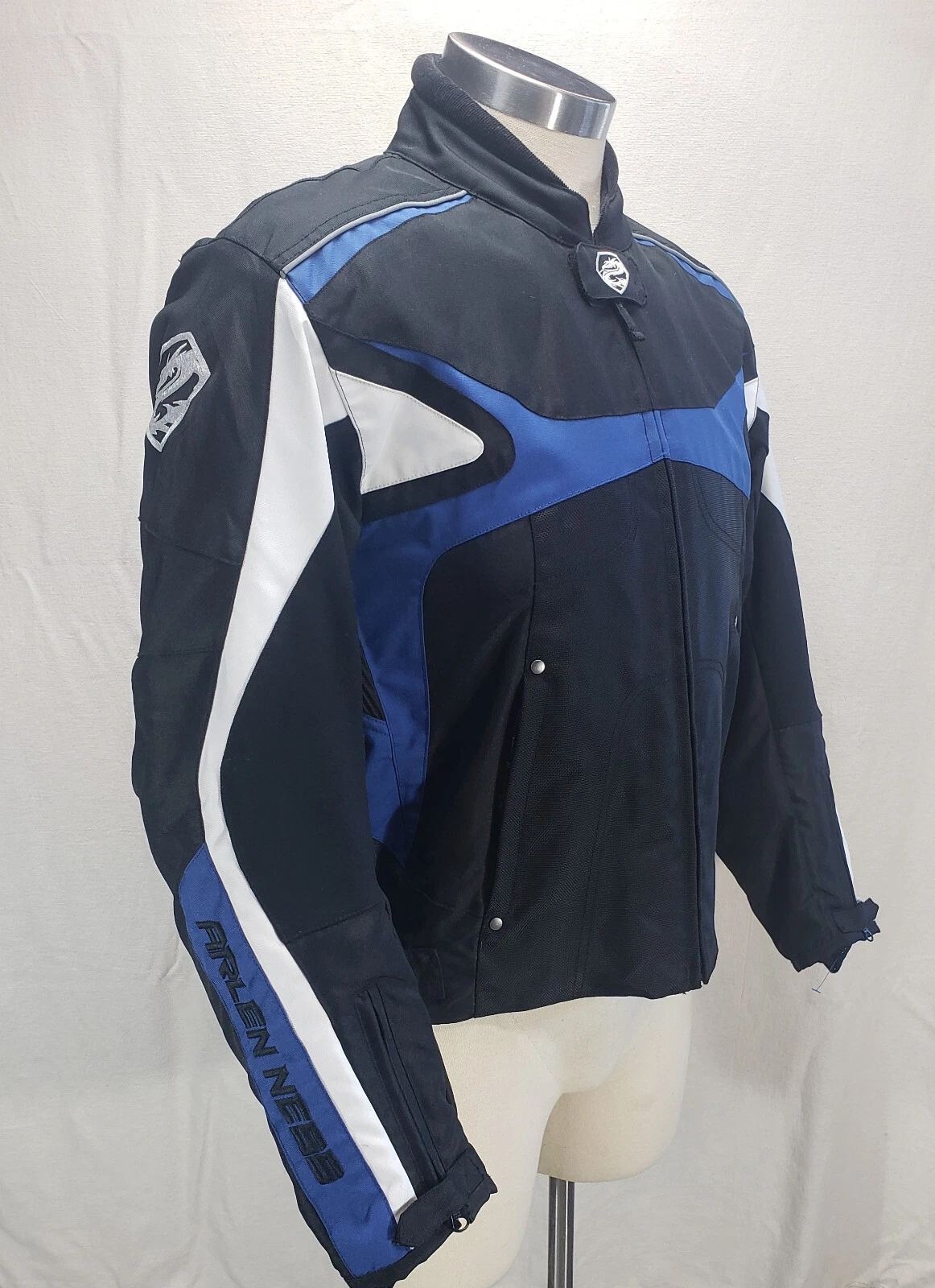 ARLEN NESS Men's Motorcycle Jacket Size L Large Blue Black - product detail image 3