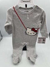 HELLO KITTY Sanrio Gray 1-Pc Footed Romper/Playsuit 3 Months NEW