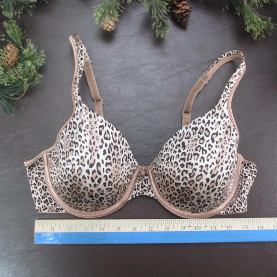 Sujetador Hanes Talla 36C Marrón Estampado Leopardo Con Aros Cierre Ajustable Espalda Foto 2 de 4