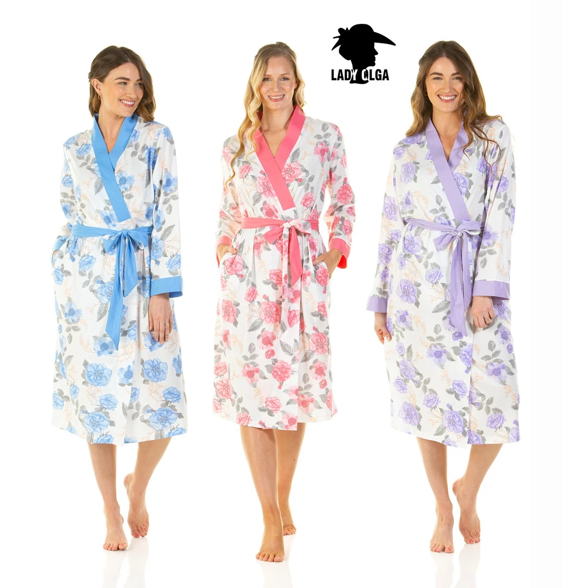 Red & Pink Rose Floral Dressing Gown