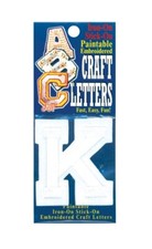 Joy S.A. Iron-On / Stick On Embroidered Applique White LETTER "K" Approx 2" X 2"