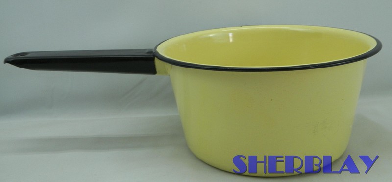 Vintage Buttercup Yellow Enamelware Handled Pot - Pan 