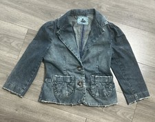 Lux Large Women Blue Denim Jacket, Made In Usa 100% Cotton