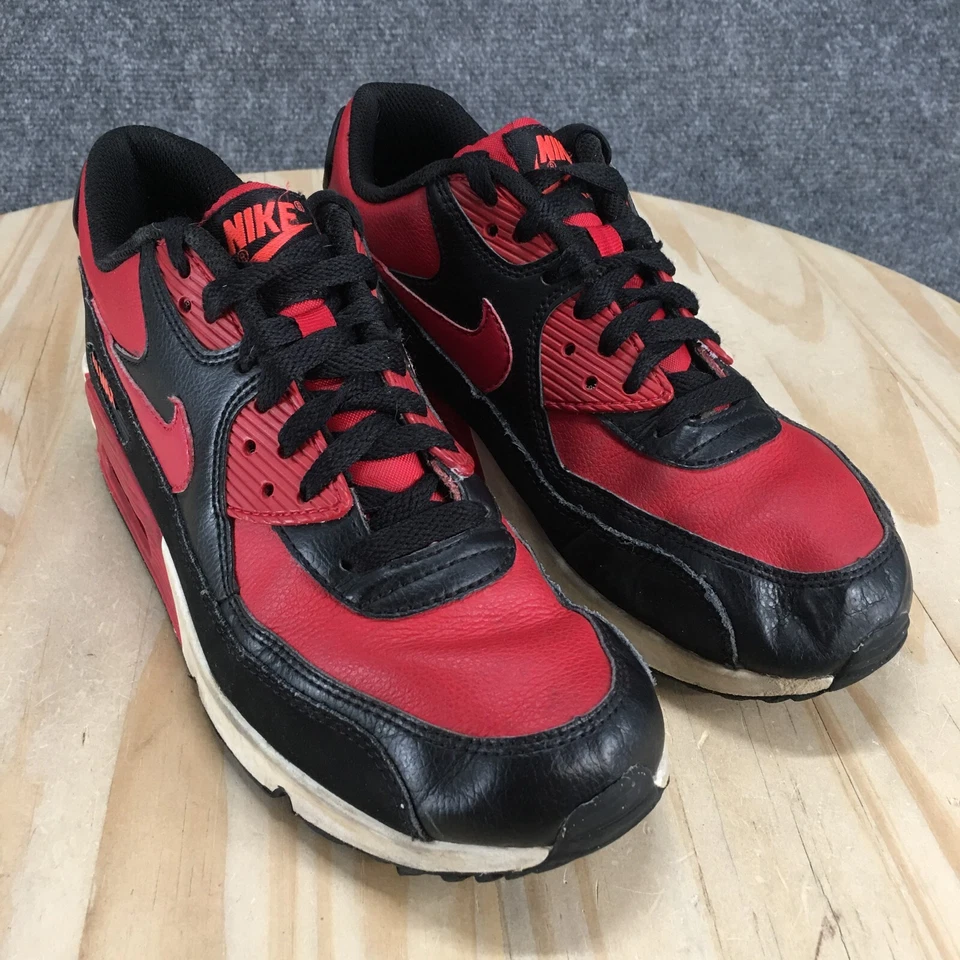 Nike Shoes Youth 6.5 Air Max 90 LTR GS Sneakers Black Red Lace Up Low 724821-601 - Image 3 of 4