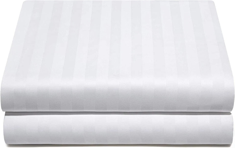 Egyptian Cotton Stripe Fitted Sheet 300TC Single 4ft Double King Super King Size - Image 3 of 4