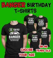 Mens 50th to 90th BIRTHDAY T-Shirt  OLD BANGER 50-90 Grandad Dad Gift Tee