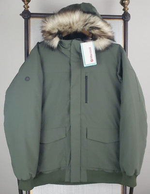 MARMOT NEW $325 Size Large Mens 700 Goose Down OD Green Hood H20 Proof Jacket