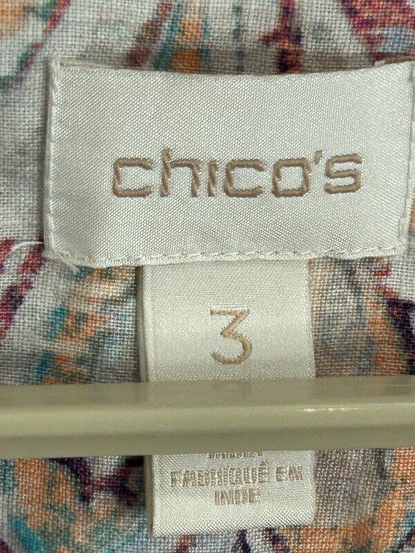 Chicos 100% Linen Pattern Full Zip Collarless Jac… - image 4