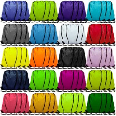 60 Pieces Drawstring Backpack Bags Sports Sackpack Bulk Cinch Gym Bag For Wom...