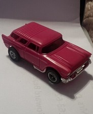 AURORA SLOT CAR - RARE -HOT PINK '57 CHEVY NOMAD - WHITE SIDE PIPES