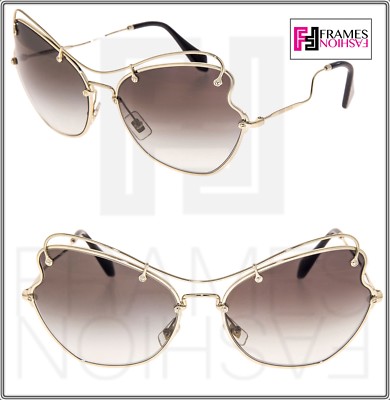MIU MIU SCENIQUE Butterfly 56R Pale Gold Black Gradient Sunglasses