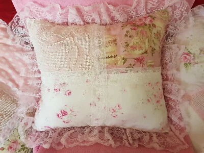 MAGNIFIQUE COUSSIN SHABBY CHIC PATCHWORK ROSE PASTEL 5 - Photo 1/4