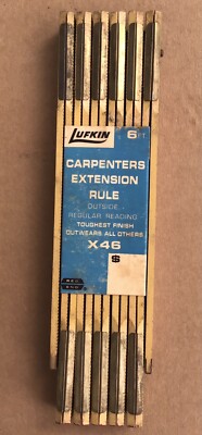 Lufkin x46 Vintage RED END Folding Ruler w Brass Extension: New Old Stock!!