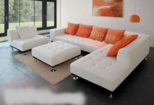 4PC MODERN LEATHER SECTIONAL SOFA S4707R (Custom made options available)