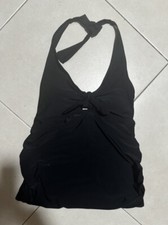 Women's Size M OLD NAVY Black Halter Tankini Top with Ruched Sides