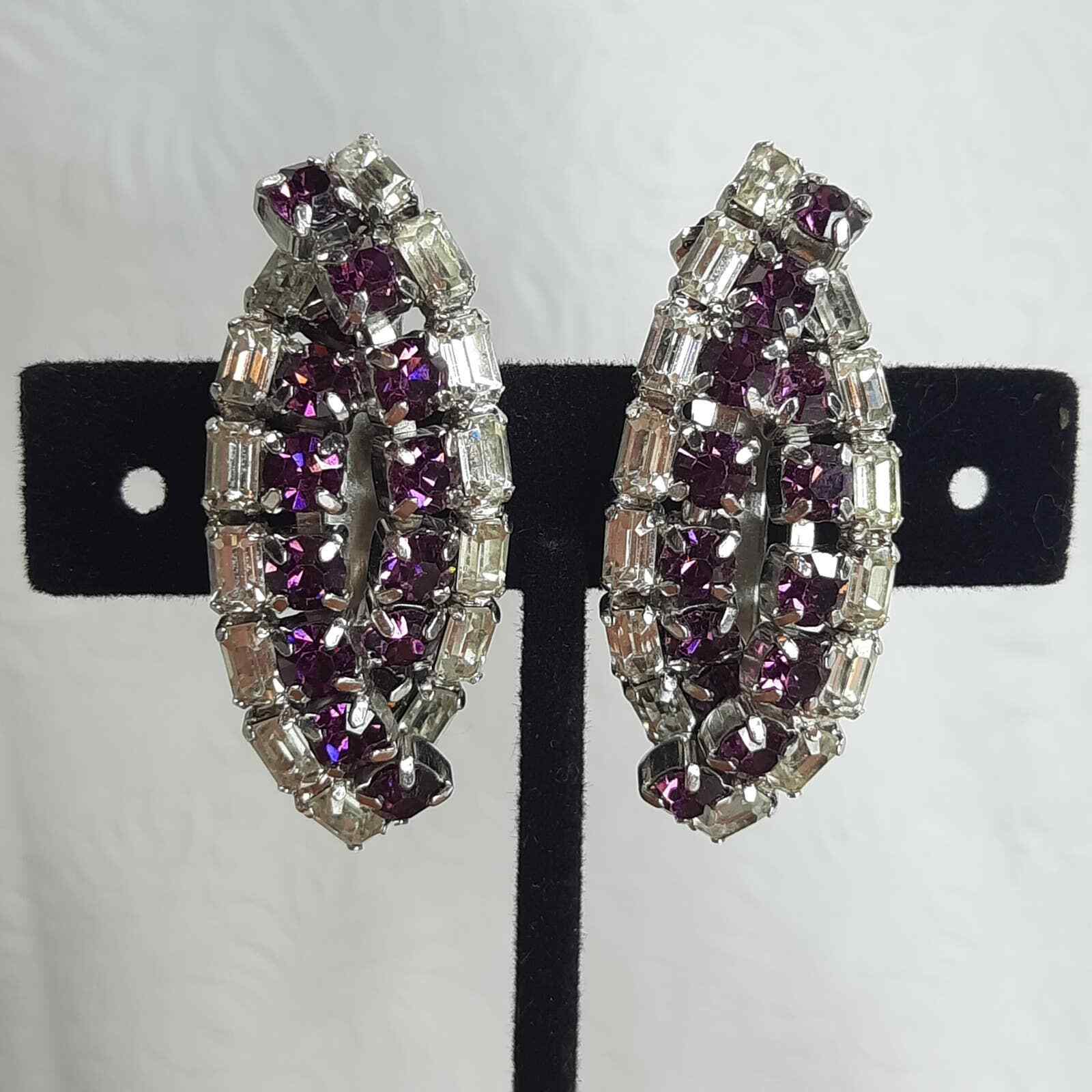 Vintage Schauer Fifth Avenue Clip On Earrings Purple … Gem