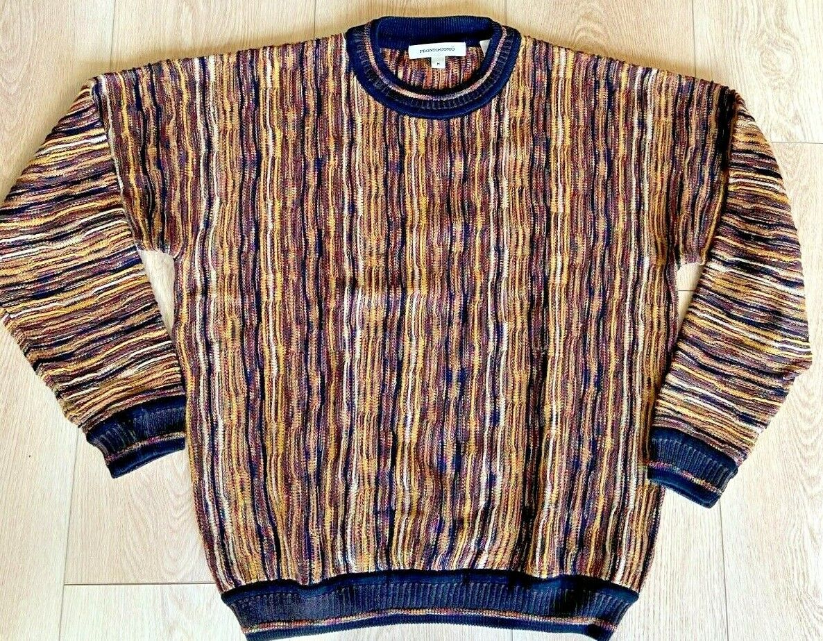 Pronto-Uomo Vintage Coogi Style Cotton Pullover Crewneck Sweater Medium
