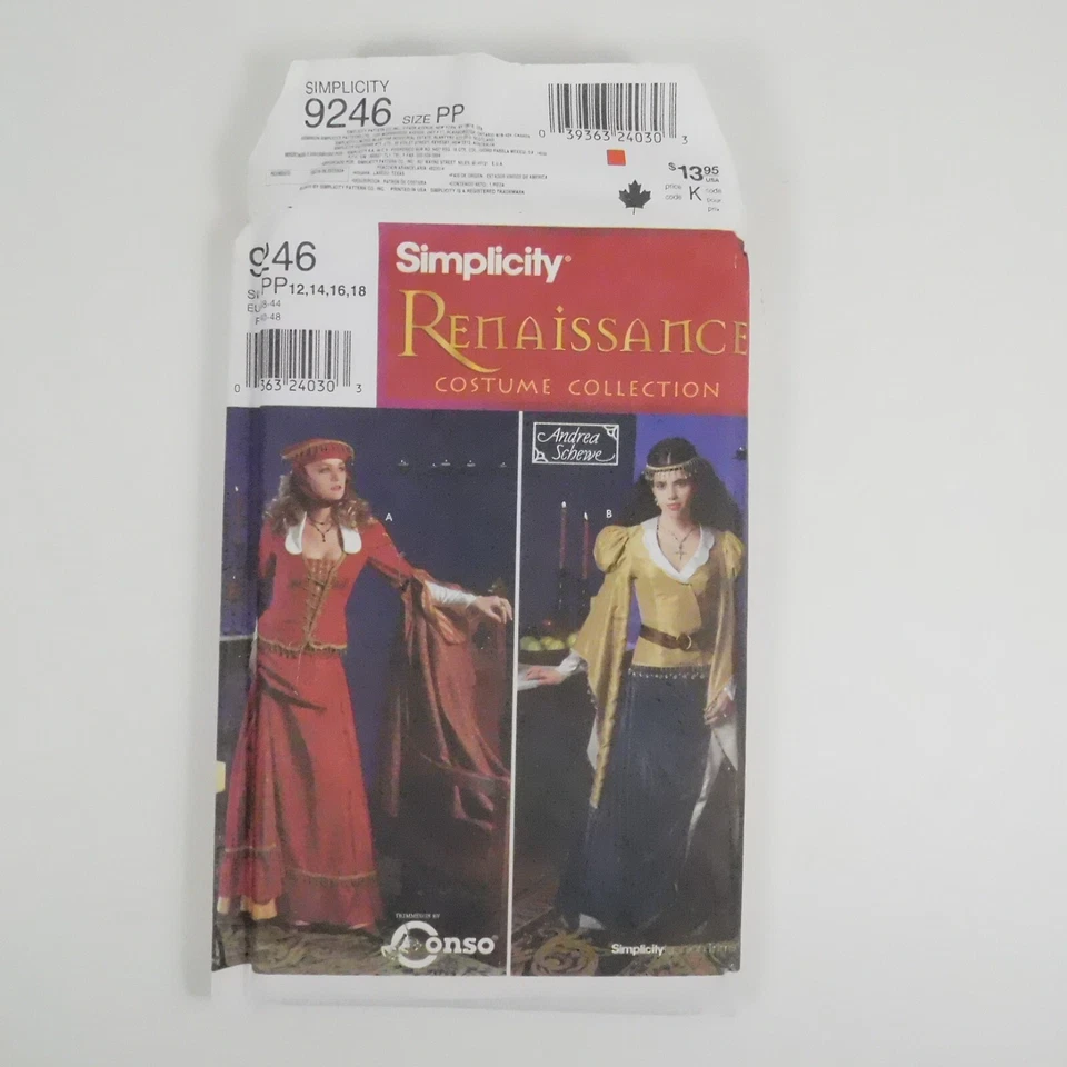 Simplicity 9246 Misses Renaissance Dress Pattern Sz 12-18 Uncut Medieval Cosplay - Image 3 of 4