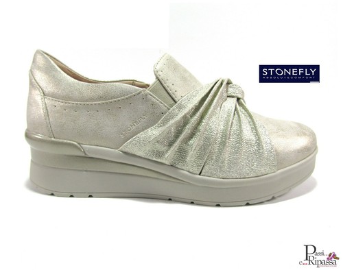 Scarpe sneakers da donna Stonefly estive in pelle laminate con zeppa bassa  oro | eBay