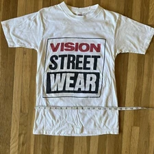Vintage 80s 90s  VISION STREET WEAR Skate White T-Shirt Rare Size Small